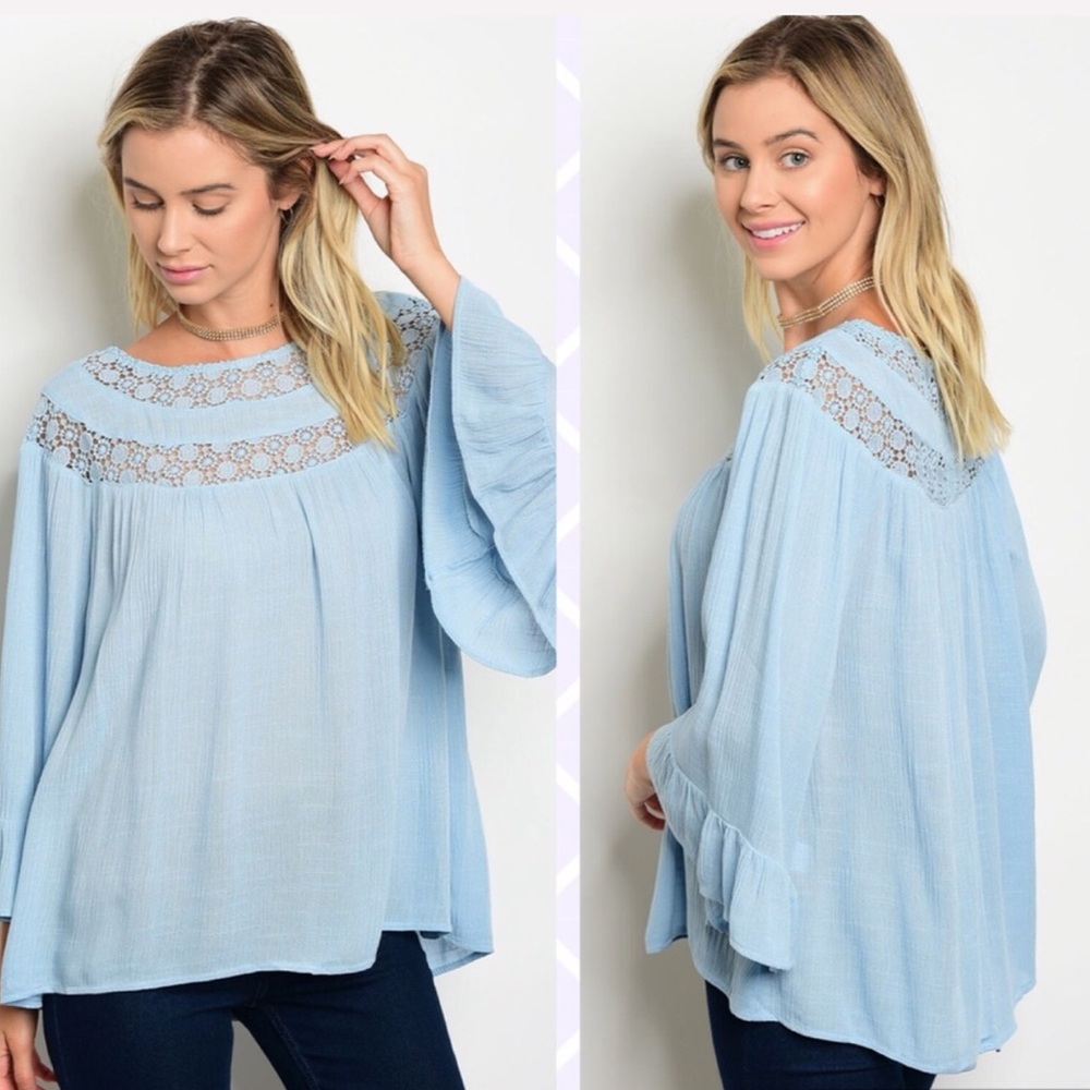 ☕️Dusty Blue Boho Top🌟